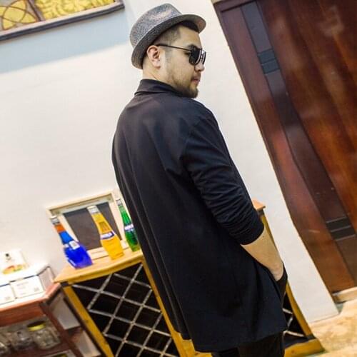 Long Sleeved Knit Cardigan Collar Men Jacket Open Stitch Cotton Casual Trench Big Size Mens Xl Pure Fat Slim Windbreaker Tide