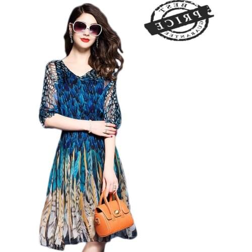 2021 summer dress Printing Dress Summer elegant Knee-Length Dress Loose Regular Short Sleeve robe femme ete 2021 HH022