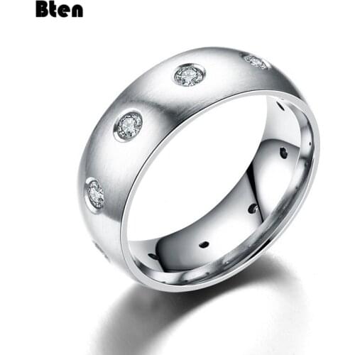 Bten CZ Crystal Channel Setting 316L Stainless Steel engagement ring for women