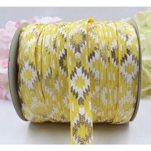 16612-13 ,5/8'' 16MM hot gold print diamond Elasticity ribbon ,10 yards DIY handmade hair accessories Material , free shipping