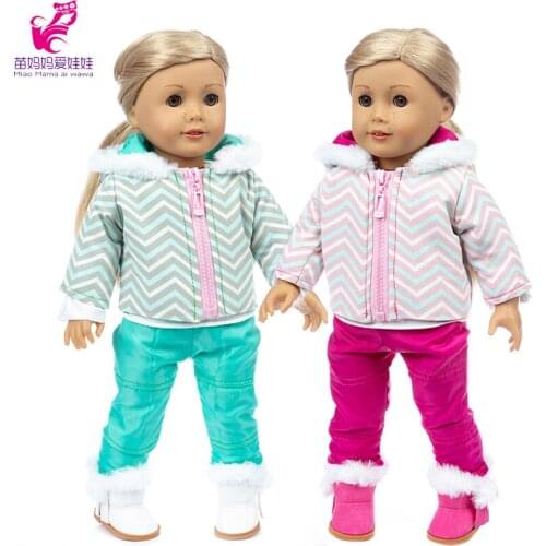 43cm Baby Doll Winter Clothing for Baby Dolls Clothes 18 Inch Girl Doll Jacket Coat, Shoes Boots