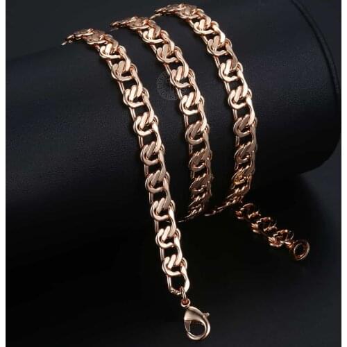 8mm Womens Girls Necklace Cut Snail Chain 585 Rose Gold Filled Necklace Fashion Wedding Party Jewelry Gifts 50/60cm DCN06