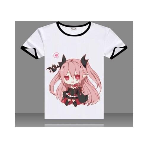 Anime Seraph of the end Cosplay Summer Short Sleeve Round neck Print Student Men and Women T-shirt