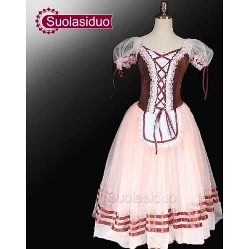 Brown Giselle Ballet Tutu Dress Peasant Ballet Tutu Dress Ballet Costumes For Girls Romantic Tutu Costumes For Children SD0003D