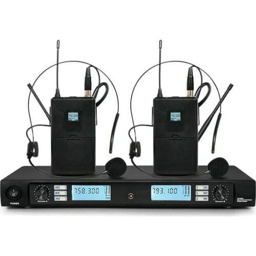 Free shipping! Professional UHF Wireless Microphone Karaoke System with Dual headset / lapel Transmitter Microfone Mike Mic