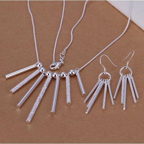 Factory price top quality jewelry silver plated stick jewelry sets necklace bracelet bangle earring ring SMTS159
