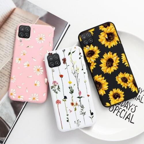 For Samsung Galaxy A12 Case 6.5" 2020 Soft Silicone Phone Cases Coque Funda For Samsung A 12 Animal Cute Cat Flower Bumper Shell