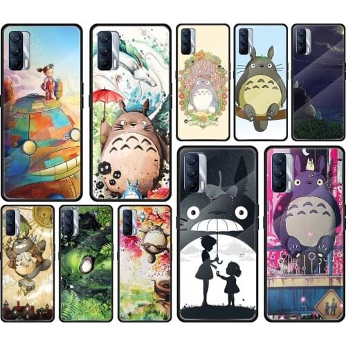 Anime Studio Ghibli Totoro Tempered Glass Cover For Realme 7 7i XT C3 6 5 Pro for OPPO A9 2020 A52 Find X2 Lite Phone Case