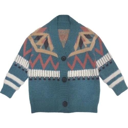 2020 Girl Baby geometric Sweater Cardigan Coat Girls Kids Jacket Children winter Coats Clothes