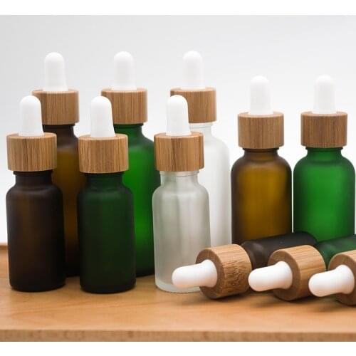 5ml 10ml 15ml 20ml 30ml 50ml 100ml Bamboo Cap Essential Oil Frosted Glass Dropper Bottle 200pcs/Lot