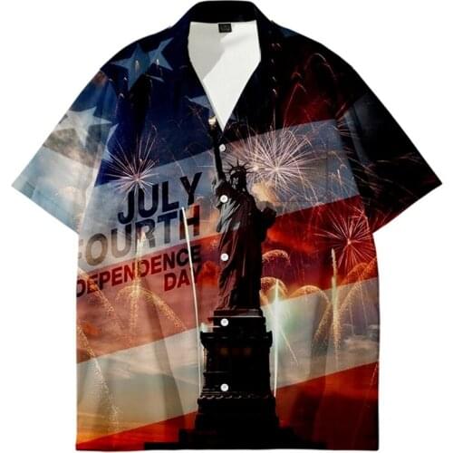 Independence Day Printing Tshirt Casual Short-Sleeved Top Breathable Mens Clothing Round Neck T-Shirts 2021 Summer Daily Wear