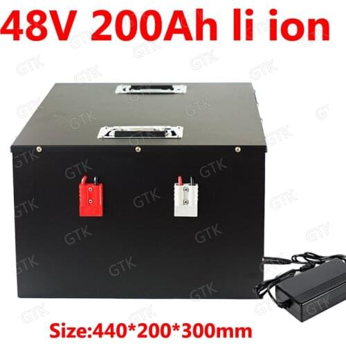 GTK waterproof lithium ion 48V 200AH li ion with 120A BMS for 7000w scooter bike EV inverter Solar energy storage + 15A charger