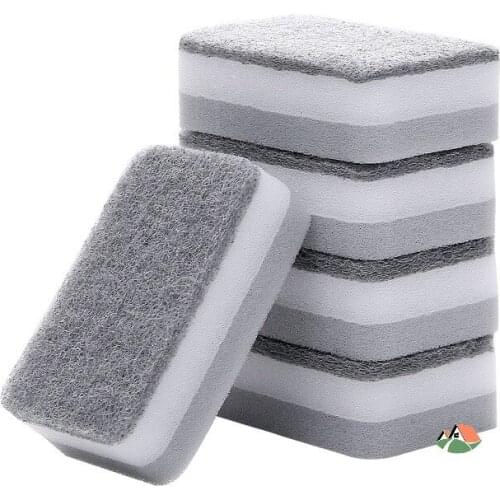 Scrub Clean Sponges Brush Dish Bowl Washing Sponge Pot Windows Cleaner Tool Bathroom Accessories Double Use Kitchen Cleaning