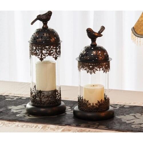 GY European Candlestick Decoration Romantic Candlelight Dinner Props Decorative Candle Holder Vintage Moroccan Candlestick