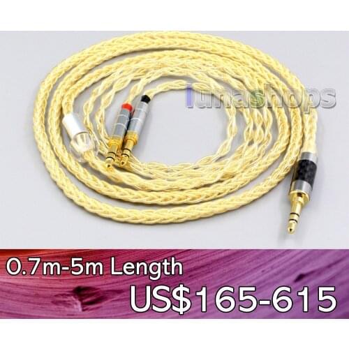 LN006501 8 Cores 99% Pure Silver + Gold Plated Earphone Cable For Pioneer Amiron Home Aventho Pioneer SE-MONITOR 5 SEM5 3.5mm