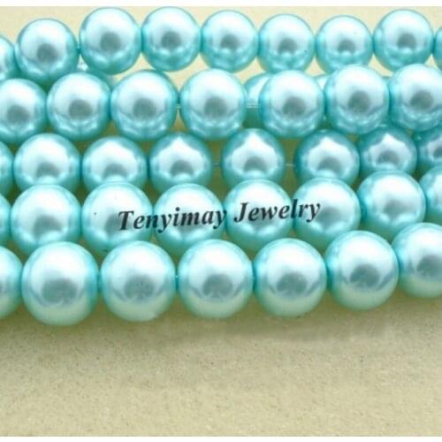 Guaranteed 12mm Acid Blue Glass Imitation Pearl For DIY Wholesale 5 Strands Free Shipping