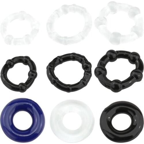 YEMA 3 Pcs Penis Loop Ring Cock Rings Lock Ejaculation Delay High Elasticity Adult Sex Toys for Men