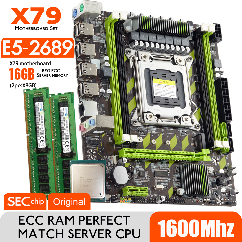 X79G X79 Motherboard Set With LGA2011 Combos Xeon E5 2689 CPU 4pcs x 4GB = 16GB Memory DDR3 RAM Radiator 1600Mhz PC3 12800R