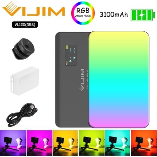 Ulanzi VL120 RGB Small Portable Full Color LED Fill Light Dimmable Photography Lighting Lamp for Photography Studio Softbox
