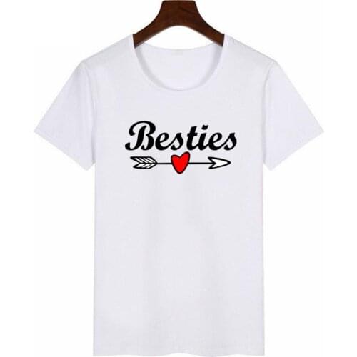 Summer Womens T-shirt Forever Best Friend T-shirt Top Cute Letter Girl Punk Sister T-shirt Short Sleeve Female