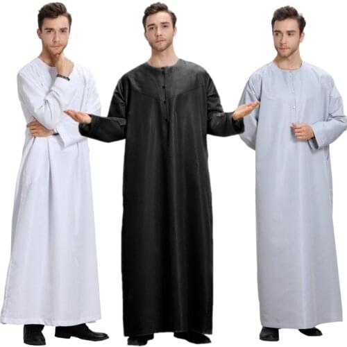 Saudi Arab Thobe Men Kaftan Abaya Robe Thoub Daffah Dishdasha Dubai Muslim Dress UAE Eid Jubba Middle East Ramadan Abaya Jilbab