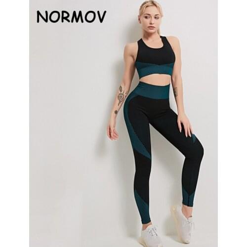 NORMOV Women Seamless Yoga Sets 2/3Pcs Womens Zipper Tracksuit Long Sleeve +Sport Bra+Leggings Sports Suits Fitness Suits S-XL