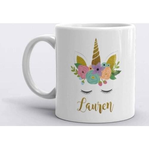 New Hot Unicorn Coffee Mug Tea Cup Custom Name Unicorn Cups Mugs Novelty Personalised Unicorn Birthday Xmas Gifts for Girl 11oz