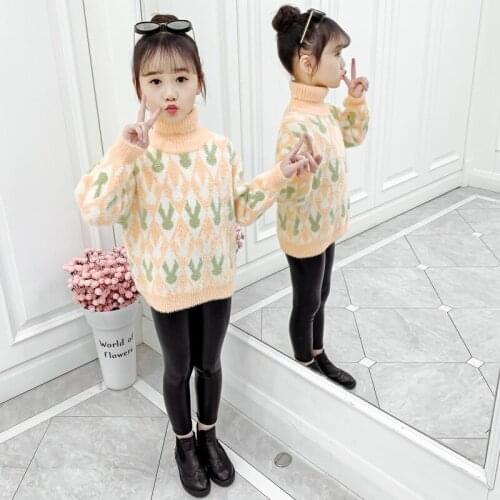 New Girls Sweater Babys Coat Outwear 2021 Lovely Thicken Warm Warm Winter Autumn Jacket Knitting Pullover Childrens Clothing