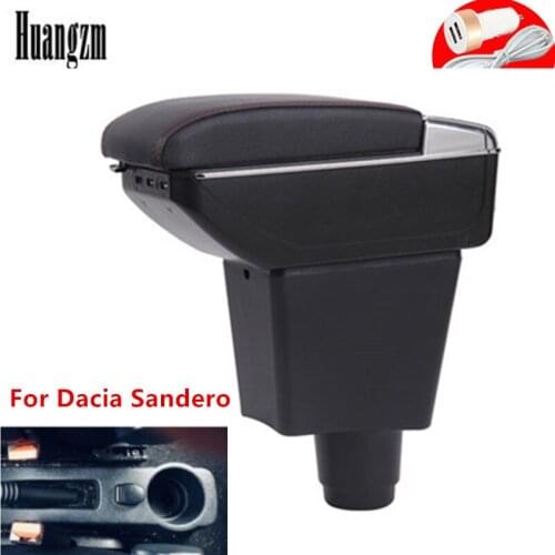For Dacia Sandero armrest box central Store content Storage box Dacia stepway armrest box with cup holder ashtray USB interface