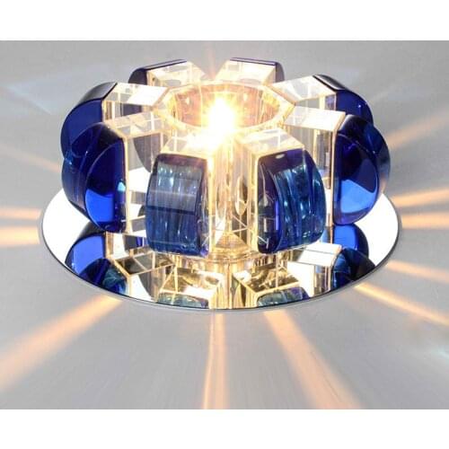 Modern Pumpkin Crystal 5W LED Hallway Corrider Ceiling Lamp Flower Crystal PorchLiving Room Flush Mounted Ceiling Lamps