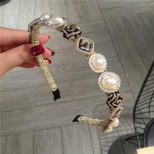 Retro Baroque Flower Women Headbands Pearls Hairbands Lady Girls Hair Hoop Head Band for Hair Fashion Headwear Hair Accessories