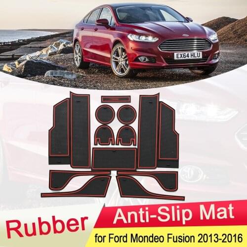 For Ford Mondeo Fusion MK5 2013 2014 2015 2016 Rubber Anti-slip Mat Door Groove Cup Phone Pad Gate Cushion Coaster Accessories