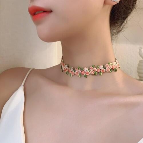 Romantic Flower Necklace Necklace Necklace Necklace Necklace womens high quality embroidery fashion sweet design accessories