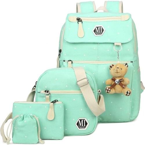 Children School Bags Teenagers Girls Printing Rucksack Canvas 4Pcs/set School Backpacks College Backpacks Cute shoulder bag