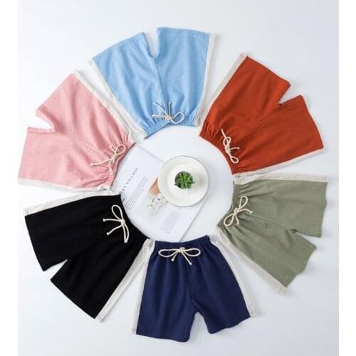 Childrens short bamboo cotton simple holiday hot shorts childrens solid color home beach short fashion free shipping