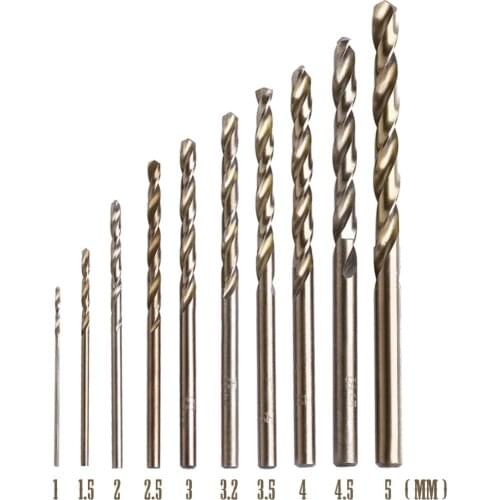 10Pcs/Set M35 Triangle Shank HSS-Co (M35) Cobalt Twist Drill Spiral Drill Bit 1mm-5mm