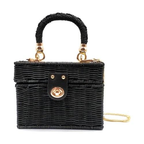 Aaby 2021 New Woven Rattan Bag For Women High Quality Straw Bag With Lock And Long Strap Phone Bags Bohmina Crossbody Bag Gift