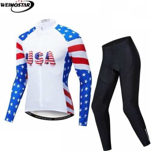 Weimostar Pro Long Sleeve Cycling Clothing Autumn mtb Bike Jersey Set Team USA Bicycle Clothes Cycling Wear Roupa Ropa Ciclismo