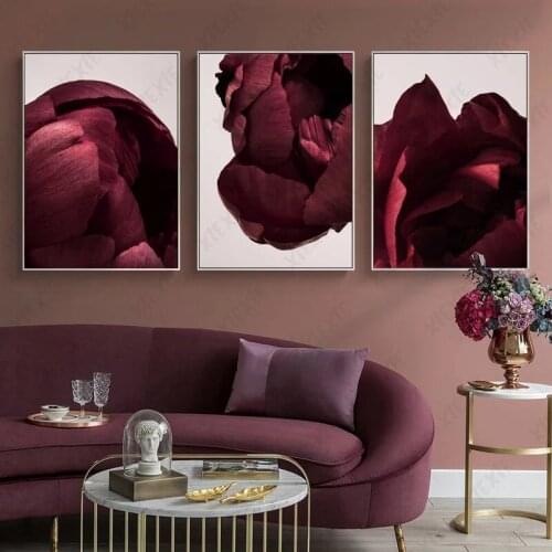 Vintage Red Petal Poster Floral Canvas Painting Art Elegant Wallpaper Craft Print Picture for Home Living Room Decoration