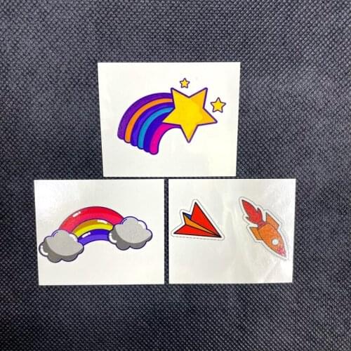 Waterproof Cute Rainbow Rocket Star Temporary Tattoo Stickers Kid Body Arm Art Cartoon Fake Tatoo Party Decals Women Men