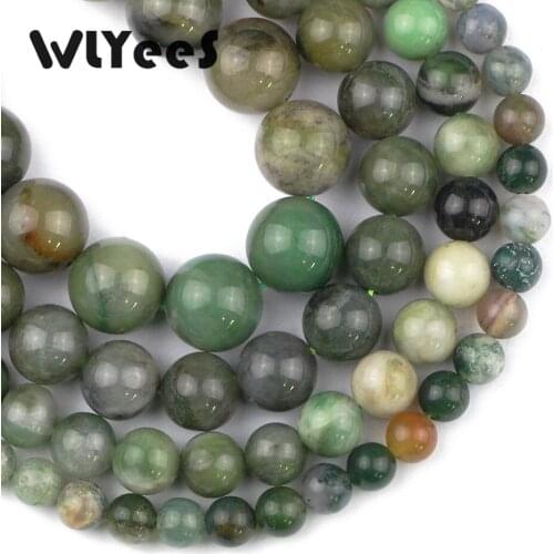 WLYeeS African Green Stone Natural Stone Beads 6 8 10 12mm Round Loose Beads for Jewelry Bracelet Accessories DIY Factory price