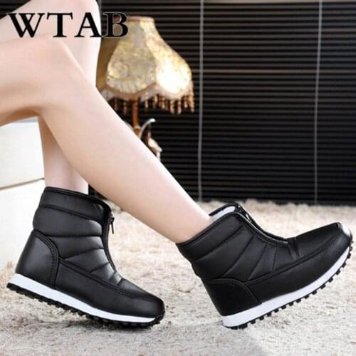 WTAB 2018 Ankle winter boots women shoes warm Short Plush Round Toe snow boots waterproof Plus Size boots female ladies shoes