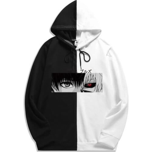 Japan Summer Anime Harajuku Man Tokyo Ghoul print Patchwork Thin Hoodie Hoodies Streetwear Men Sweatshirt The Sharingan