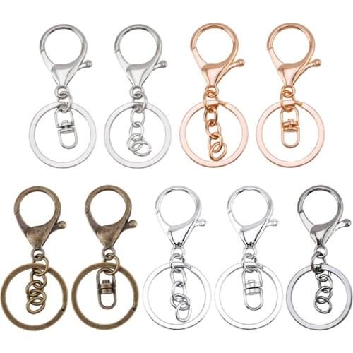 10pcs Lobster Clasps Hooks Key Chains Car Key Rings Round Split Key Chain DIY Bag Pendant Key Chain Jewelry Making Supplies DIY