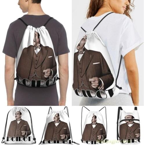 Monsieur Hercule Poirot Women Drawstring Sackpack Gym Bags Men Outdoor Travel Backpacks For Training Fitness Swimming Bag