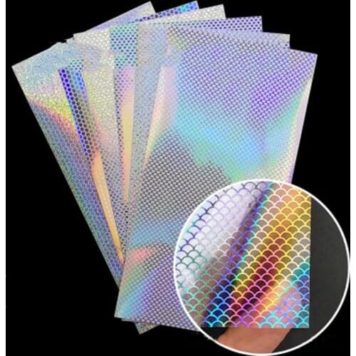 10pcs Silver Laser fishing lure Sticker DIY Handmade Fish Scale Flash Lure Bait Tape Transparent Holographic Honeycomb Stickers