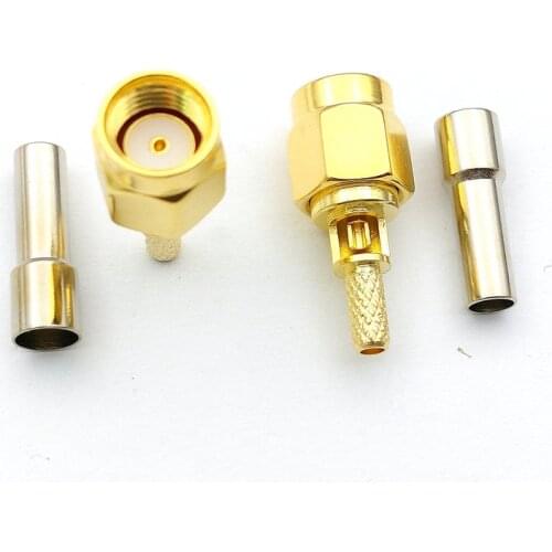 100pcs BRASS RP SMA Male Inner Hole Open Window for RG316 Cable Connector