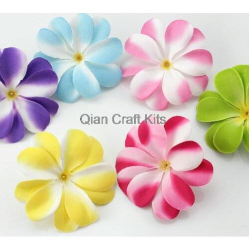100pcs Mixed Plumeria Frangipani Heads Artificial Silk Flower - 3 inches for Wedding Work, Make Hair clips, headbands, hats