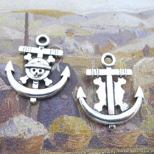 12PCS/Lot 22mm*19mm Pendant Antique Silver Color Anchor Charms For DIY Jewelry Making Jewelry Findings