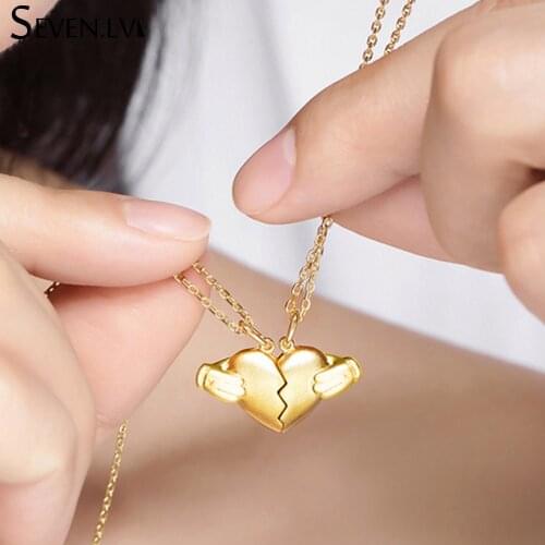 2pcs / set magnet attractive Charm Bracelet love pendant jewelry stainless steel chain necklaces Valentines gift for women men